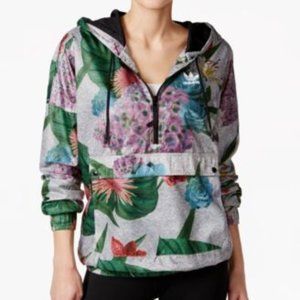 Adidas Originals Floral-Print Half-Zip Windbreaker